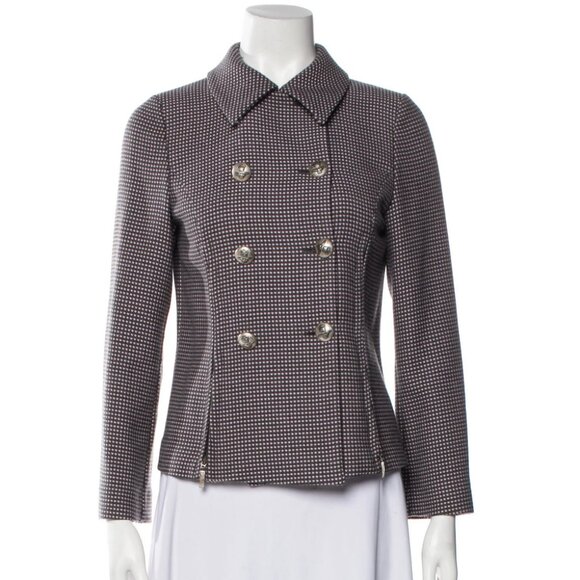 Giorgio Armani Double Breasted Borgo 21 Wool Tweed Blazer Women's‎ 10 Gray Pink - Picture 1 of 14